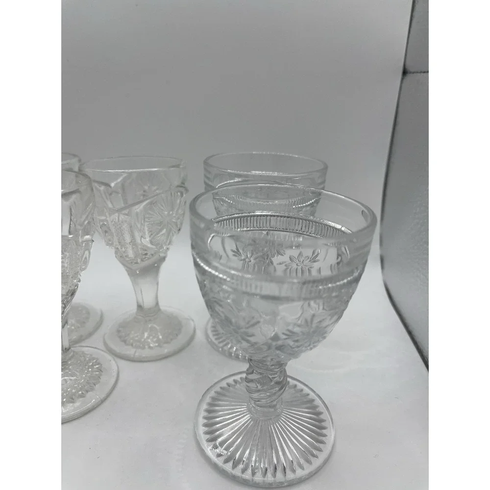 Set Of 5‎ Cut Glass Cordial Glasses Mixed Designs